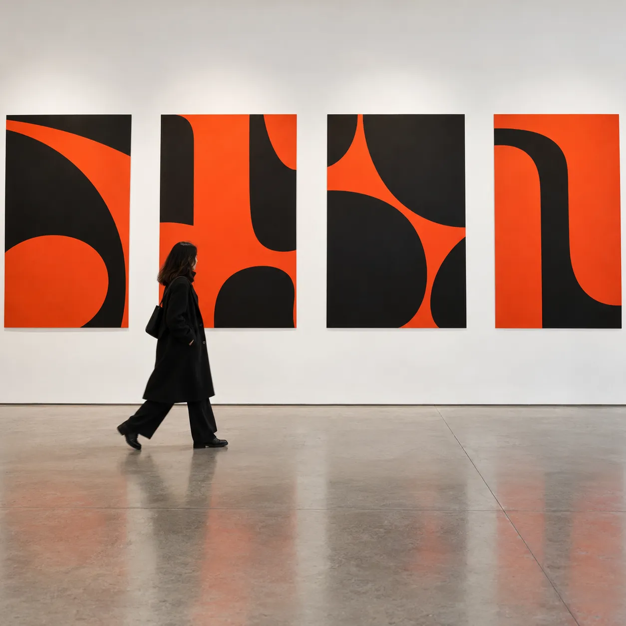 Large typographic posters on a gallery wall