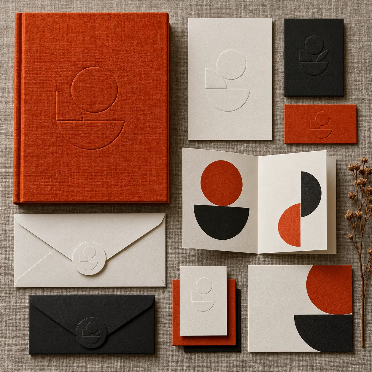 Hardcover book and printed stationery set