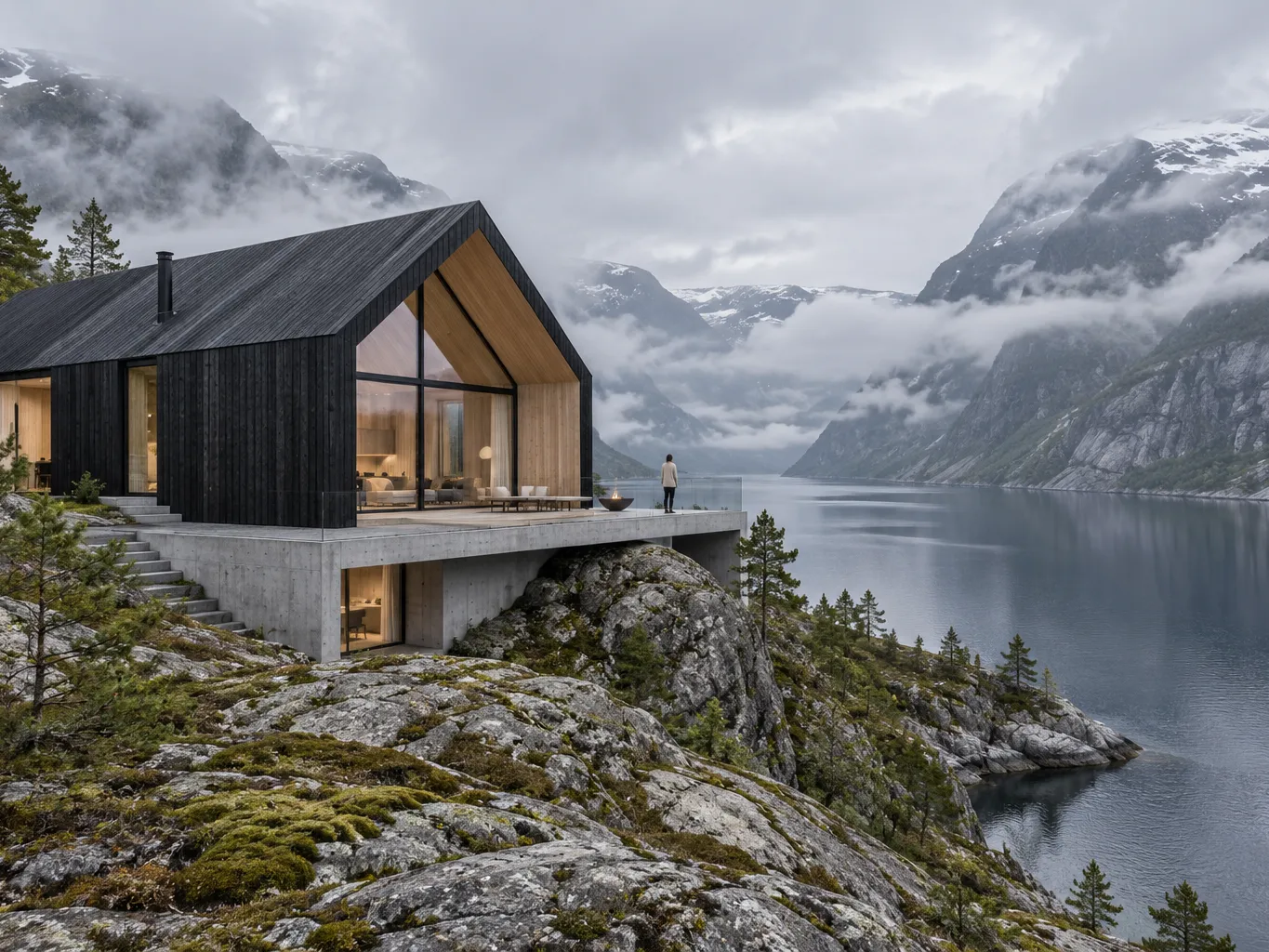 House on the fjord edge