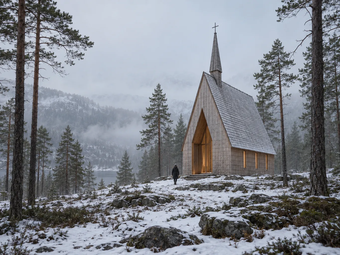 Chapel in the pine forest