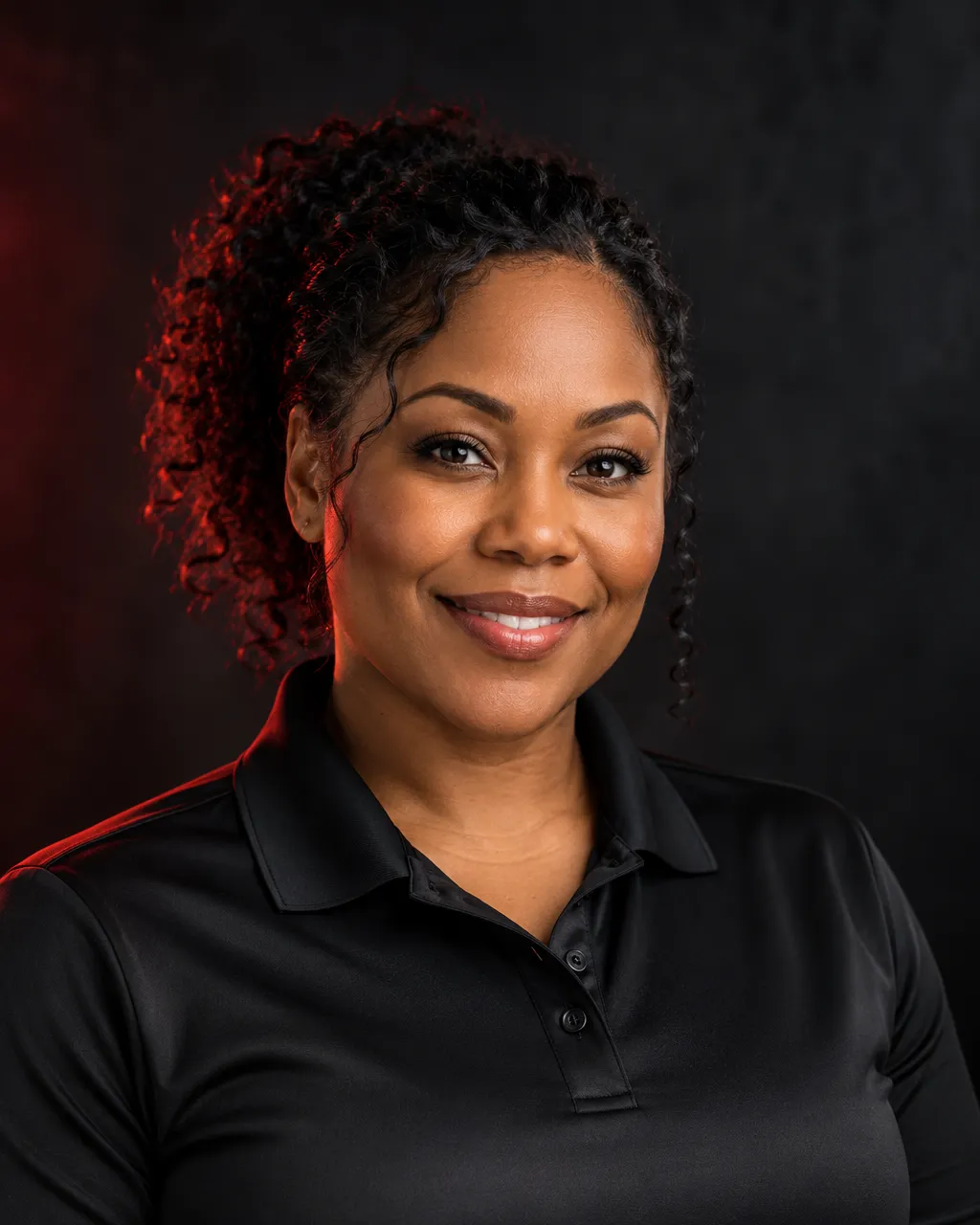 A Black woman in her late thirties, service manager