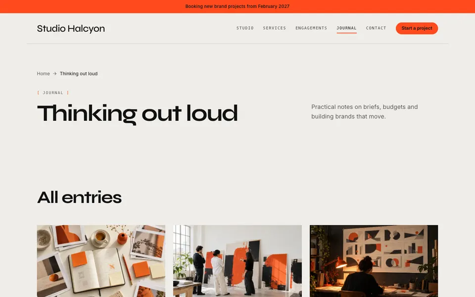 Studio Halcyon Journal page