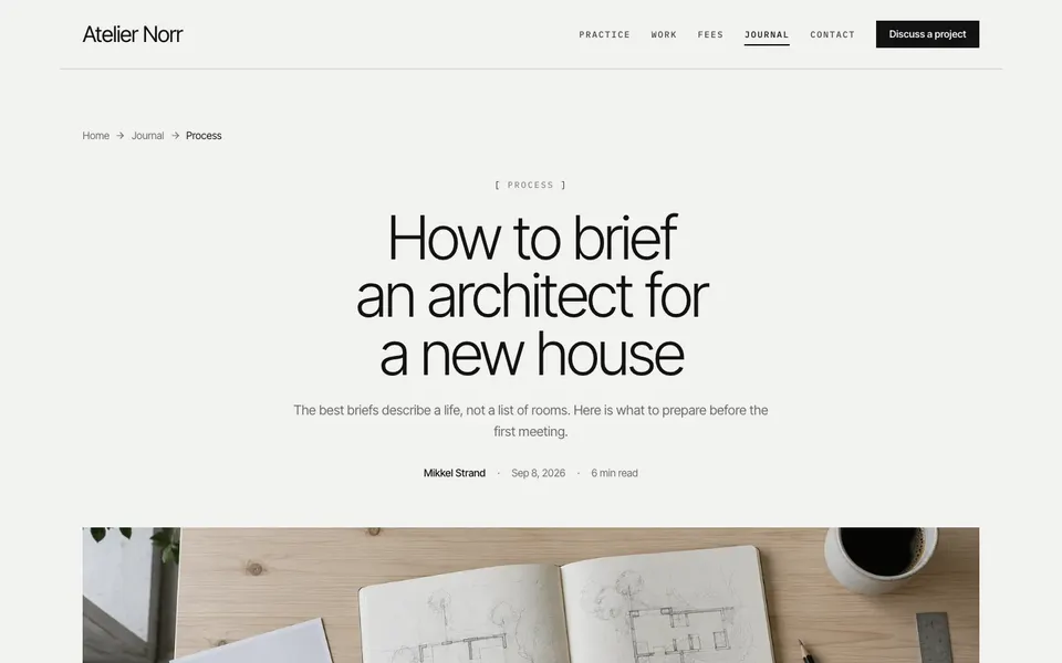 Atelier Norr Blog post page