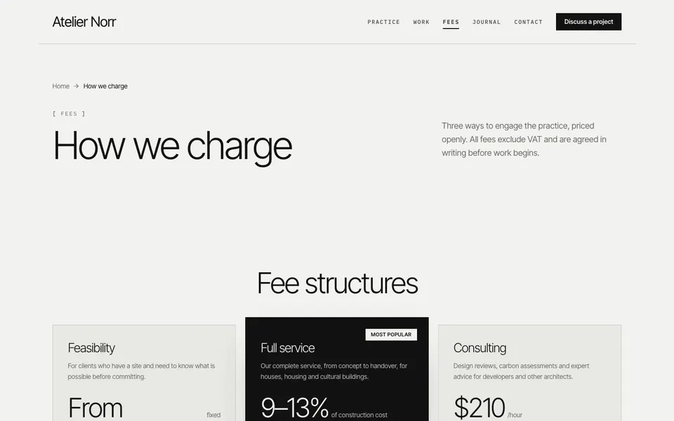 Atelier Norr Fees page