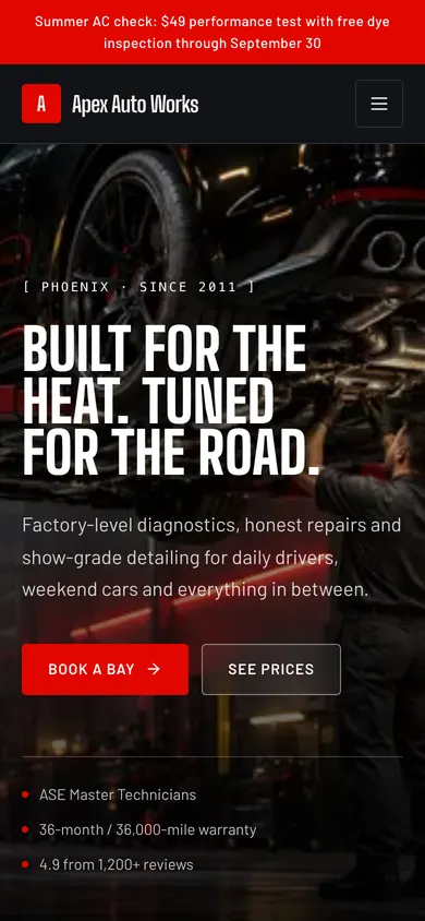Apex Auto Works on mobile