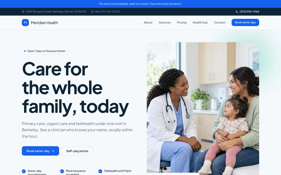 Meridian Health, medical clinic template