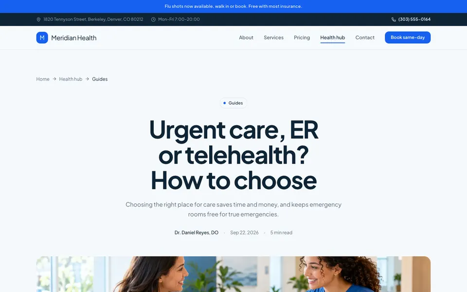 Meridian Health Blog post page