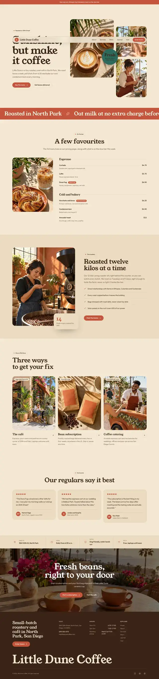 Little Dune Coffee home page