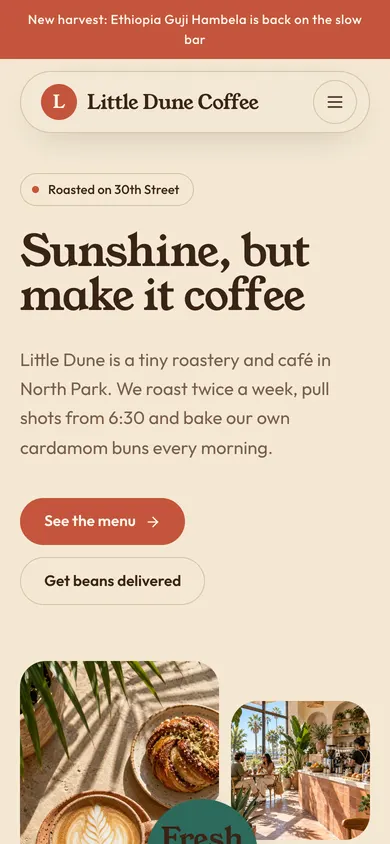 Little Dune Coffee on mobile