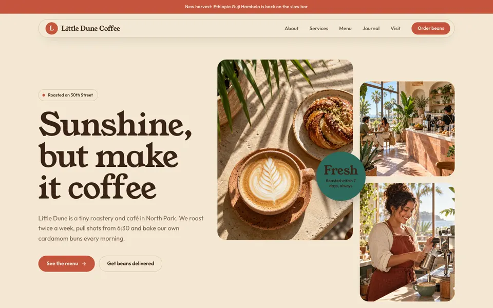 Little Dune Coffee, coffee shop template