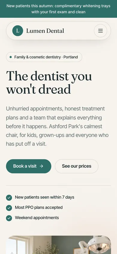 Lumen Dental on mobile