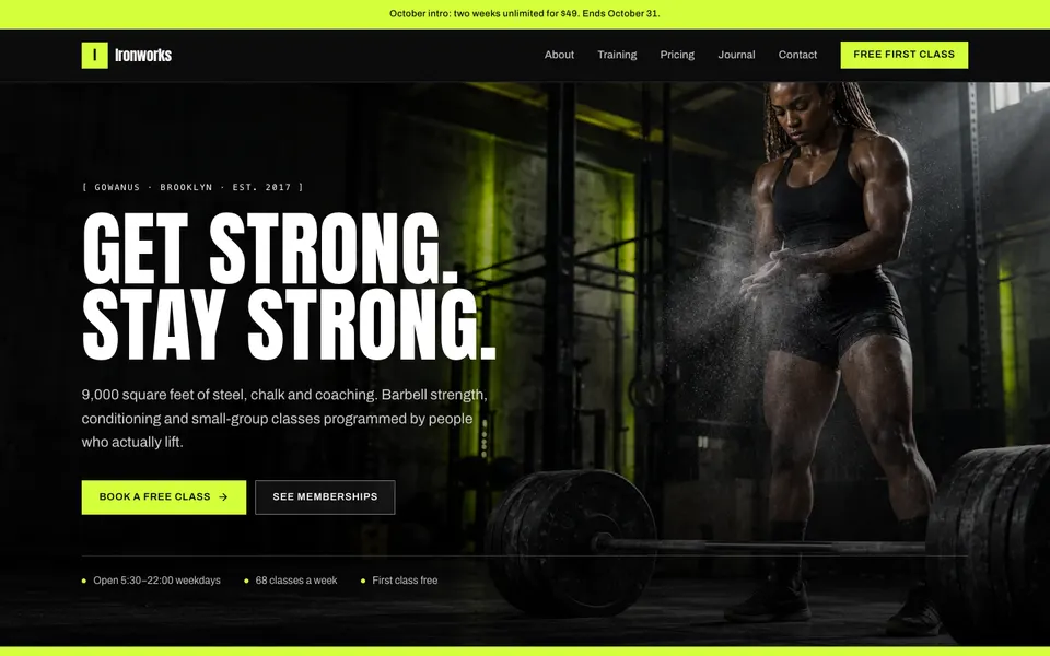 Ironworks, gym & fitness studio template