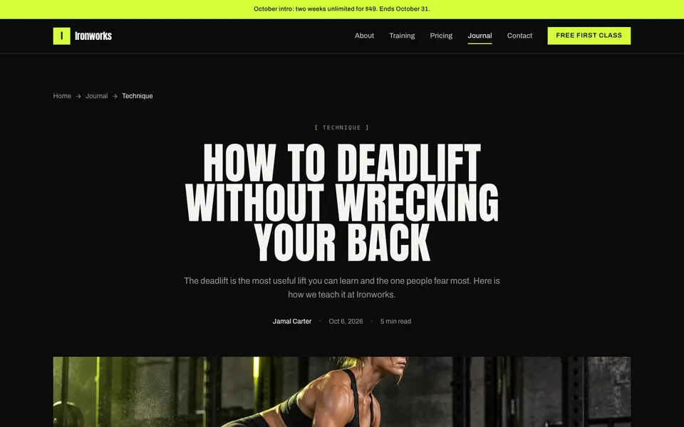 Ironworks Blog post page
