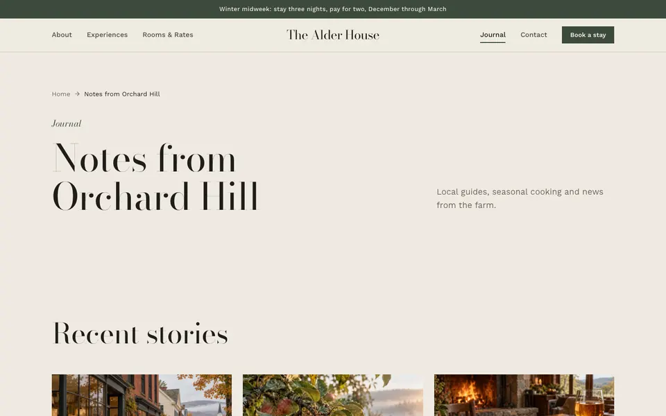 The Alder House Journal page