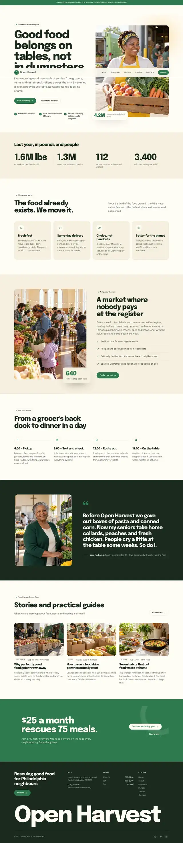 Open Harvest home page