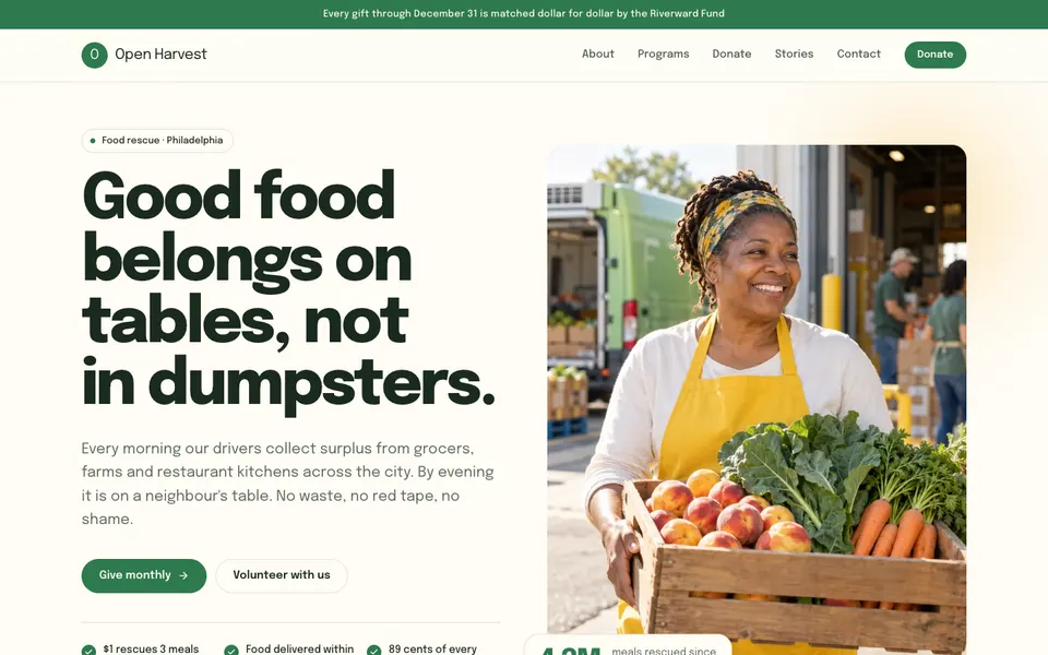 Open Harvest, food rescue nonprofit template