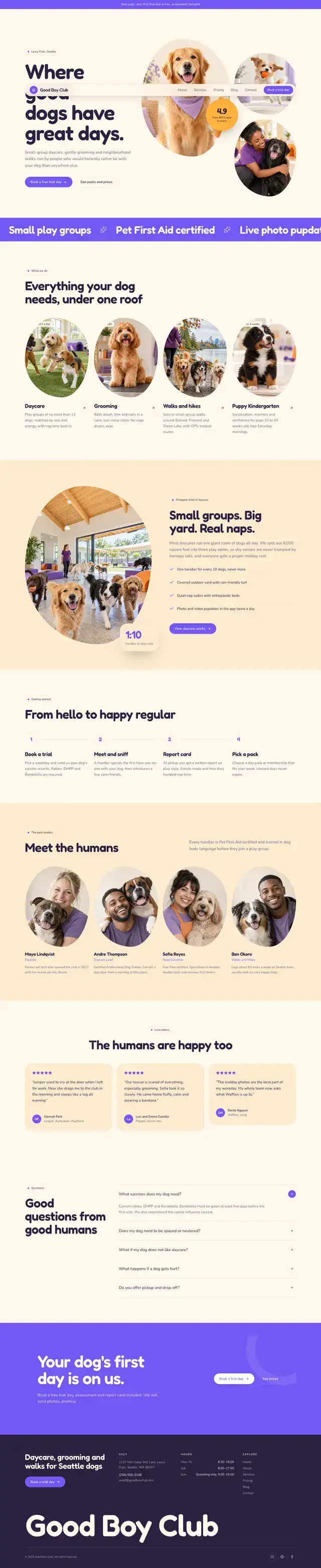 Good Boy Club home page