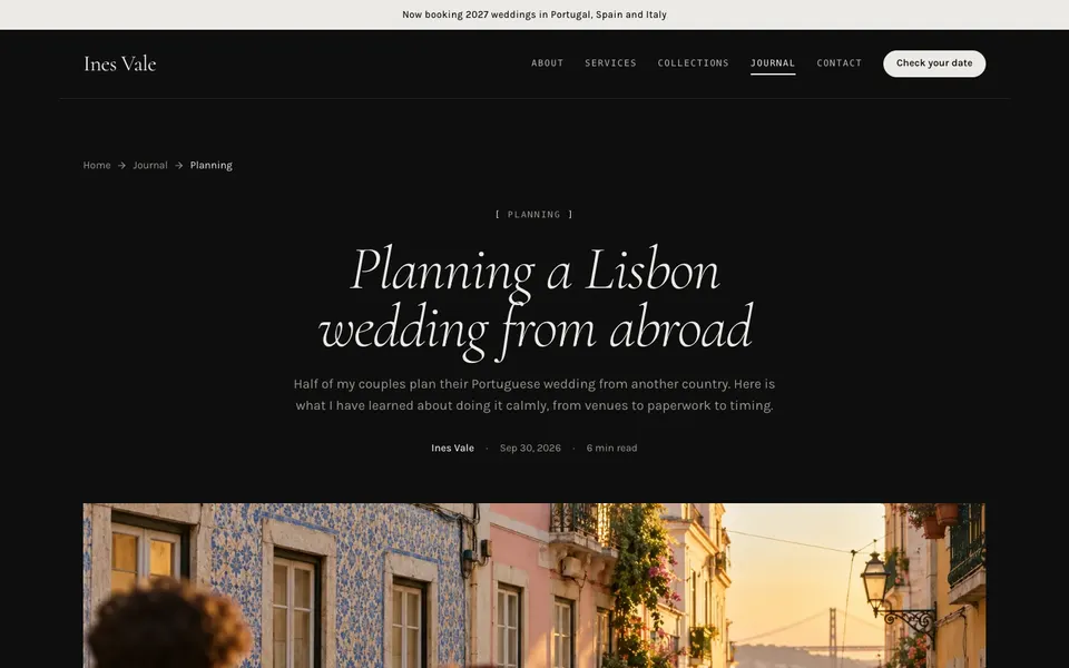 Ines Vale Blog post page
