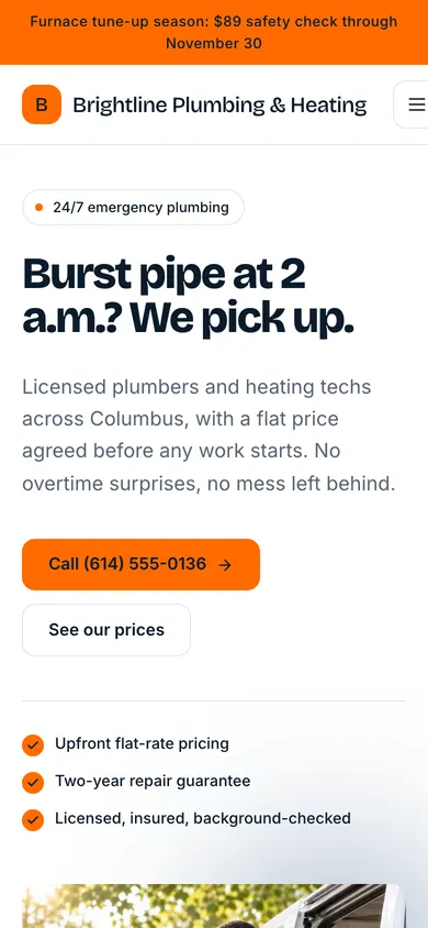 Brightline Plumbing & Heating on mobile