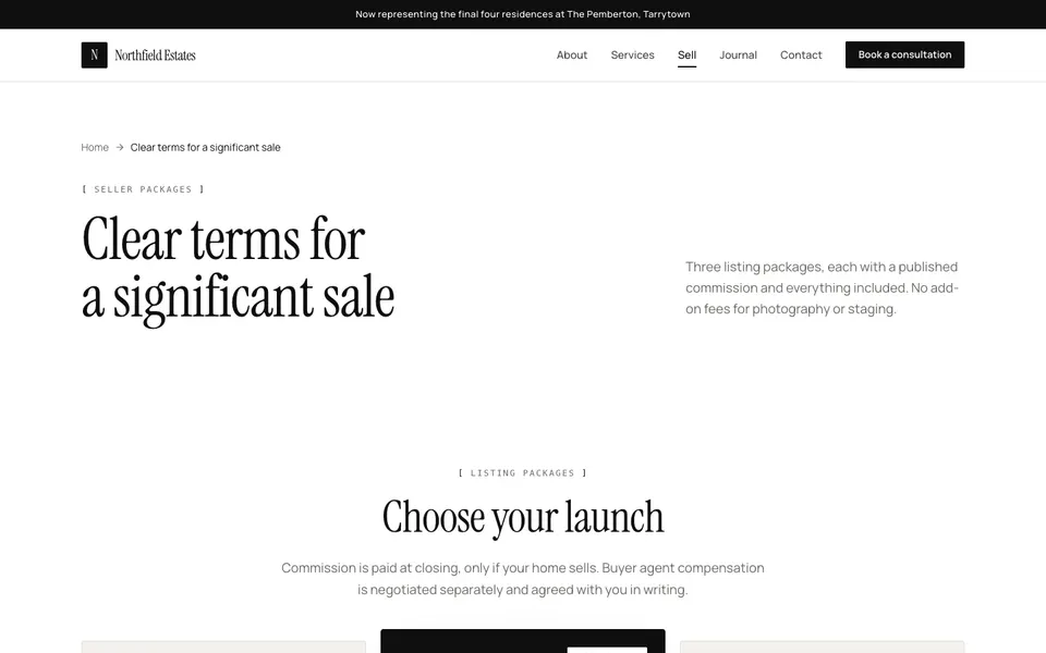 Northfield Estates Sell page