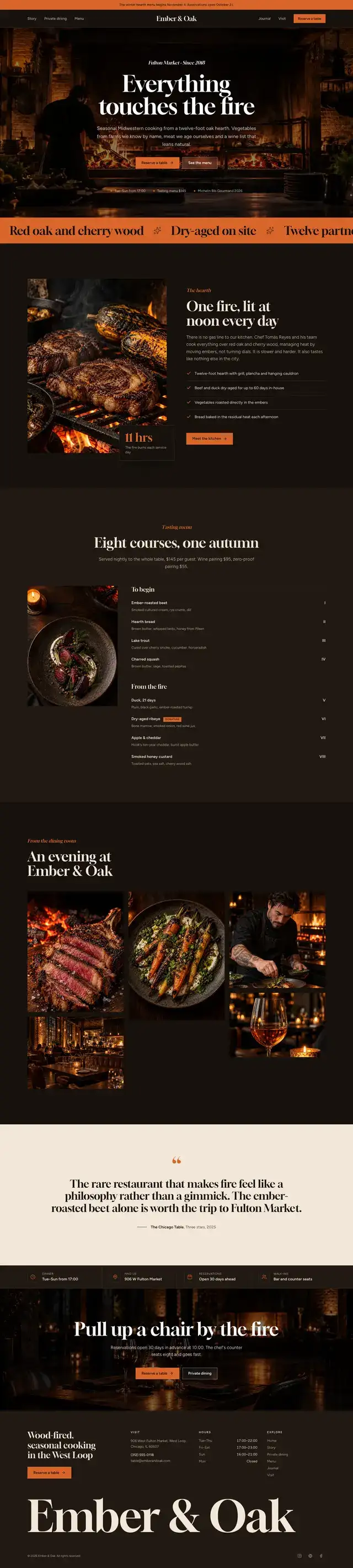 Ember & Oak home page