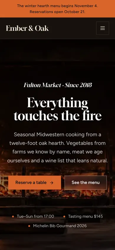 Ember & Oak on mobile