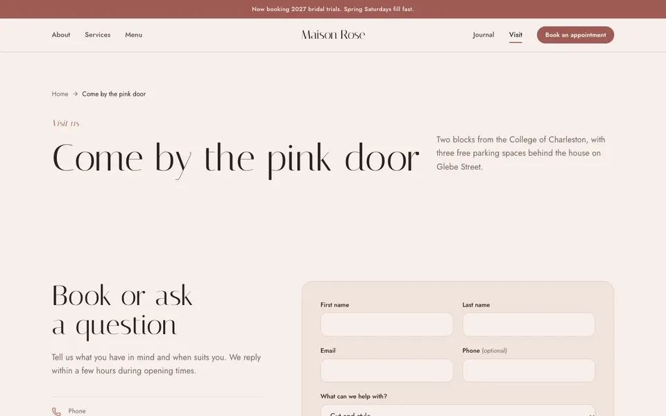 Maison Rose Visit page
