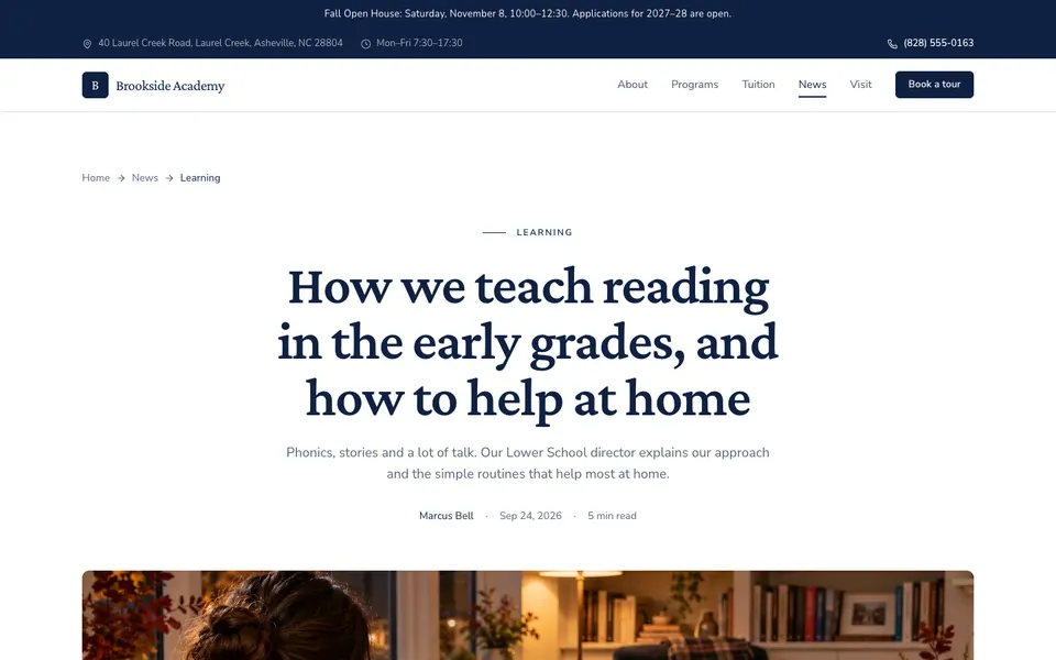 Brookside Academy Blog post page