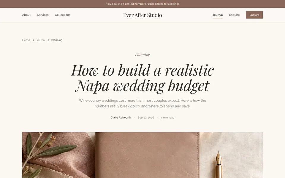 Ever After Studio Blog post page